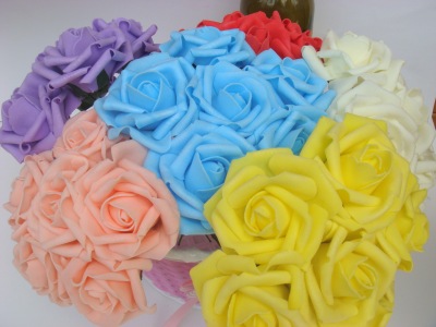 9 color selection wholesale bride Hand Stick Flower parts 7-8cm PE Foam Rose Candy box rose