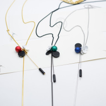 NEH0449Nuance日韩系饰品雅致三瓣花金属色圆球耳钉项链