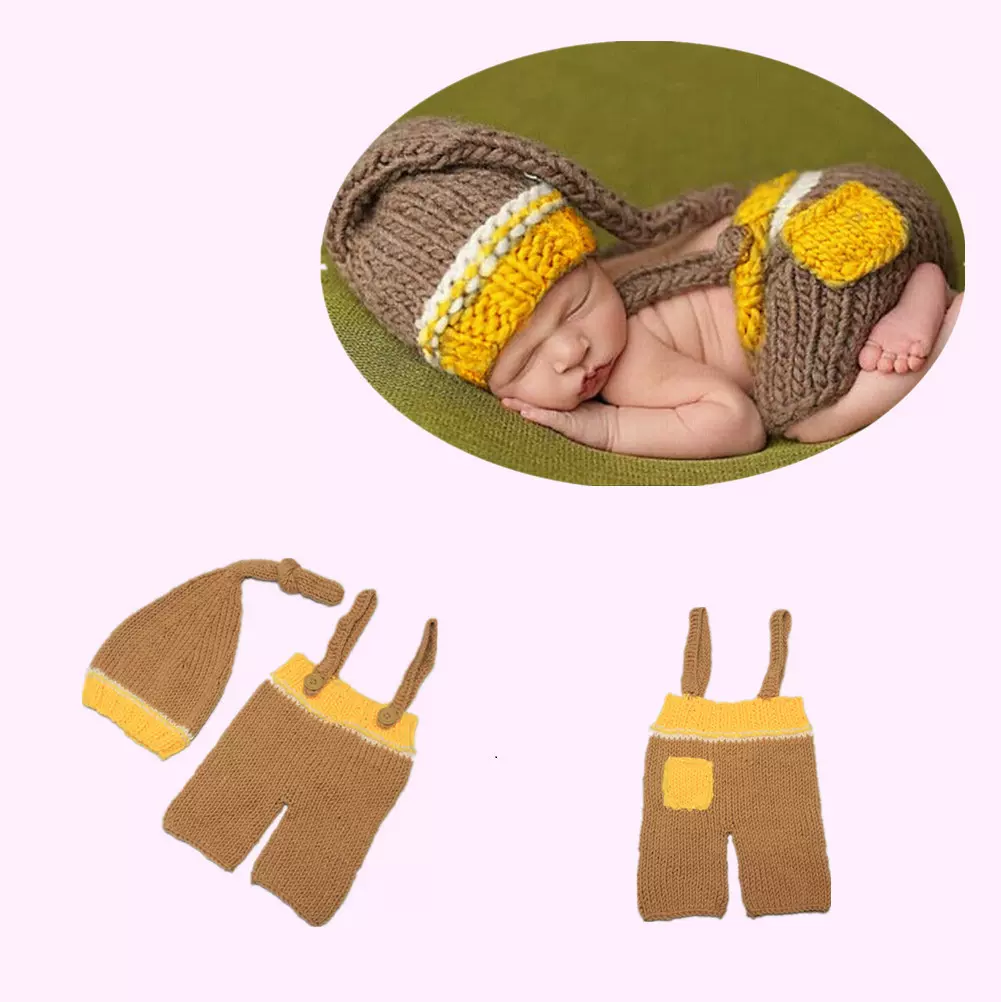 婴儿套装欧美风格摄影道具 毛线编织新生儿衣服 外贸婴童装批发