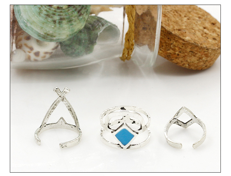 Retro Personality Geometric Square Arrow Ring Six-piece Ring Ring Cross Ring display picture 4