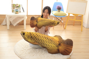 金色龙鱼仿真3D创意抱枕毛绒玩具宠物用品批发定制可开发票