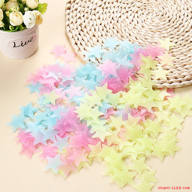 五角星夜光墙贴3cm星星夜光贴片荧光100pcs 夜光荧光塑料3d墙贴 价格 厂家 哪里买 我有货 B 5yoho Cn