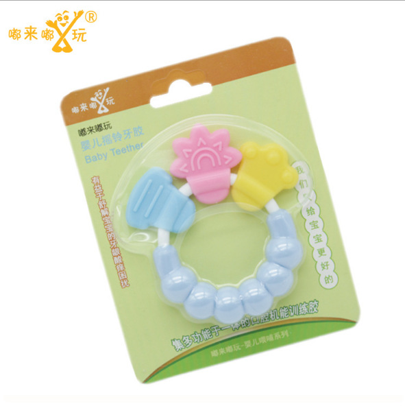 嘟来嘟玩吸卡精装响铃牙胶婴儿宝宝摇铃硅胶磨牙棒安全