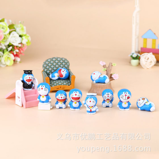 10 Doraemon Hand-made Animation Peripheral Model Ding-Dang Cat Cake Decoration Doraemon DIY Hand-made Material
