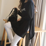 春夏装长袖韩版开叉中长款T恤 大码女装 打底衫连衣裙 胖MM300斤