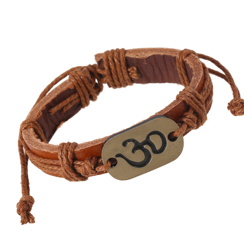 Vintage woven leather bracelet alloy cowhide bracelet wholesale