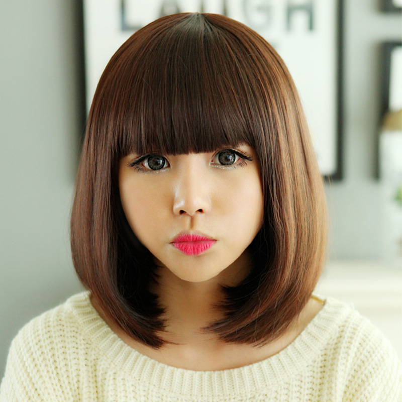S Daily Wigs For Women With Bobo Heads, Cute Short Straight Hair, Chemical Fiber Wigs For Women, Support One-piece Drop Shipping