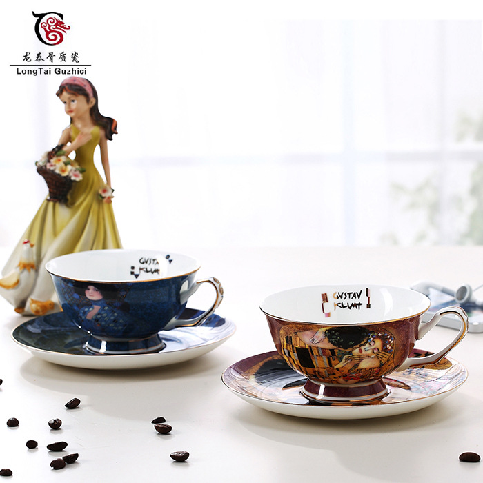 骨瓷咖啡杯碟 欧式咖啡杯 创意可订制logo 可代发|ru