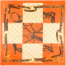 麦桐丝巾 90cm*90cm巴巴格皮带拼接 女士仿真丝大方巾丝巾围巾