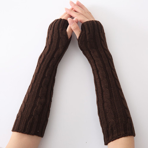 G-2 twist gloves for men and women in autumn and winter new jacquard 8-character twist pattern knitted wool fashion warm fingerless sleeves
