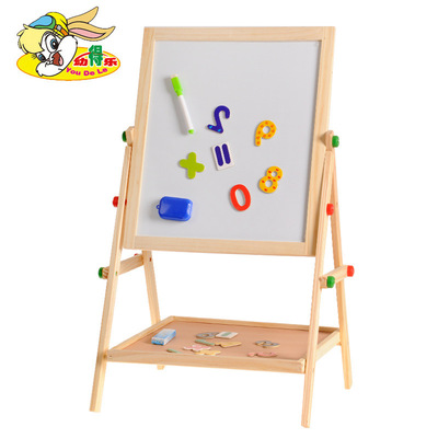 children Drawing board Easel solid wood magnetic painting WordPad Two-sided Lifting Drawing board