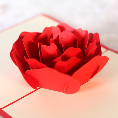 3D Hollow rose Three-dimensional greeting cards Love Hand DIY Paper art originality