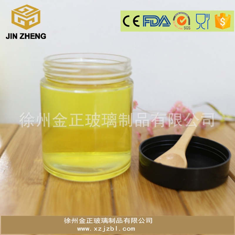 外贸出口厂家配套各类蜂蜜果酱玻璃瓶塑料300ml圆型定制颜色