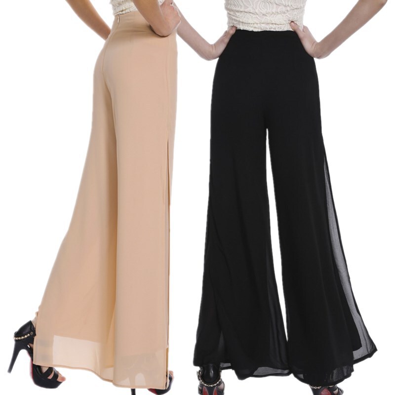2025 Spring/Summer New Chiffon Skirt Pants Mesh Loose Swing Pants Straight Casual Pants Plus Size Women's Wide Leg Pants 1309