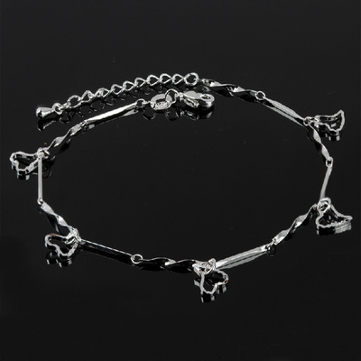 Silver Anklet Twisted pieces Heart fashion Korean Edition the republic of korea Silver Accessories Ladies Foot ornaments wholesale TaoBao Explosive money