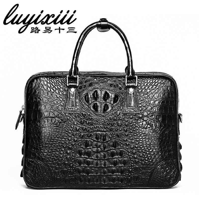 鳄鱼皮手提斜挎包 男士商务公文包 高端私人订制款电脑插袋单肩包