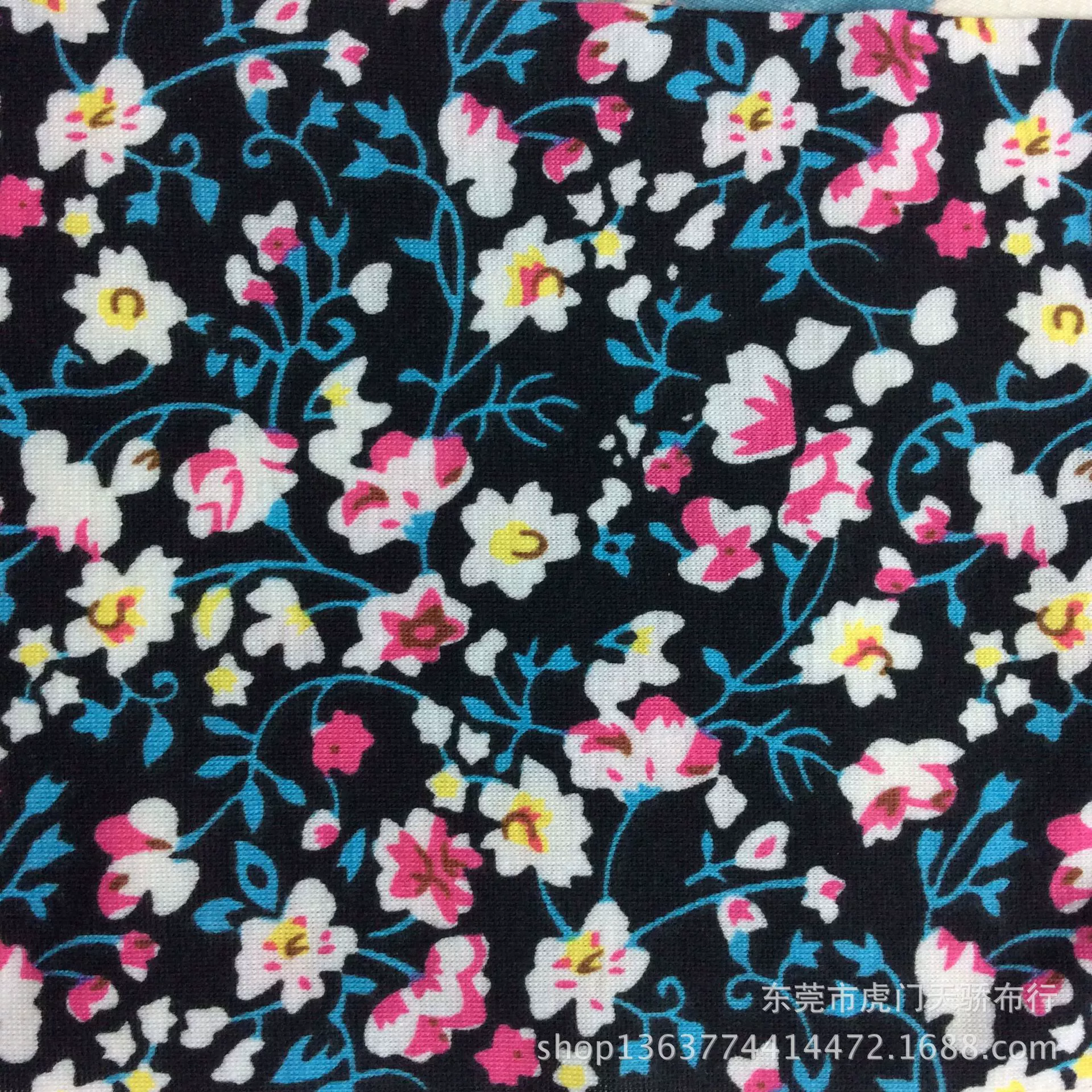 Spot supply knitting single jersey printing knitting imitation cotton pull frame printing small floral dress hair accessories