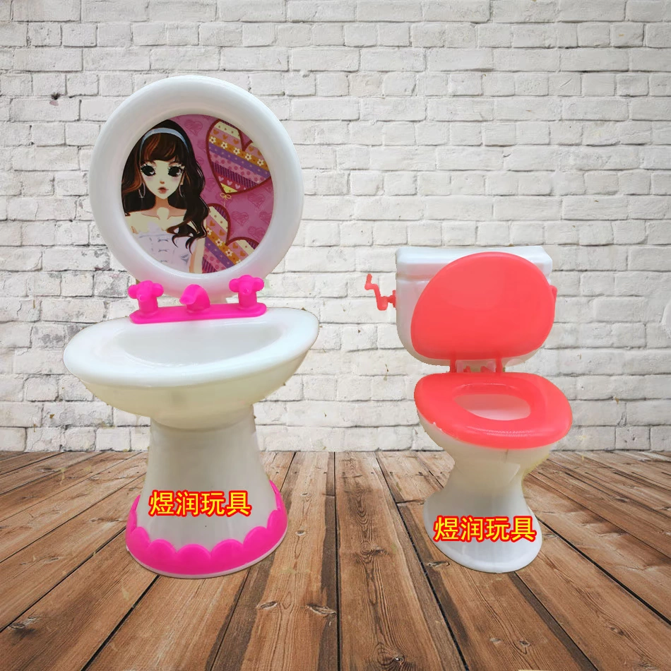Doll, plastic hygienic set, family toilet, toy, Birthday gift