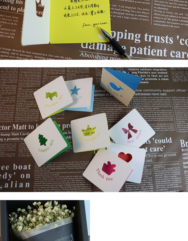 Creative Creux Personnalisé Carte De Voeux D'affaires Coréen Carte De Vacances Fleur Boutique Entreprise De Voeux Carte De Message Petite Carte display picture 1