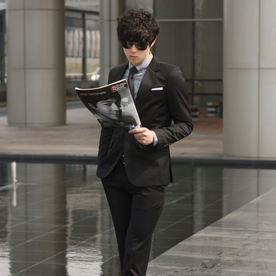 春秋款西服套装男士新郎结婚礼服伴郎服韩版修身商务职业正装西装|ms