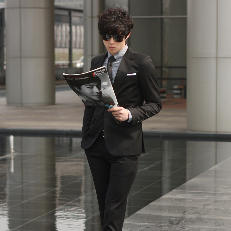 春秋款西服套装男士新郎结婚礼服伴郎服韩版修身商务职业正装西装|ms