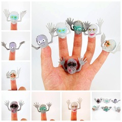 Novelty PVC Grey Ghost Head Finger Puppet Storytelling Mini Finger Glove Toy Can Hold Gachapon Small Toys for Foreign Trade