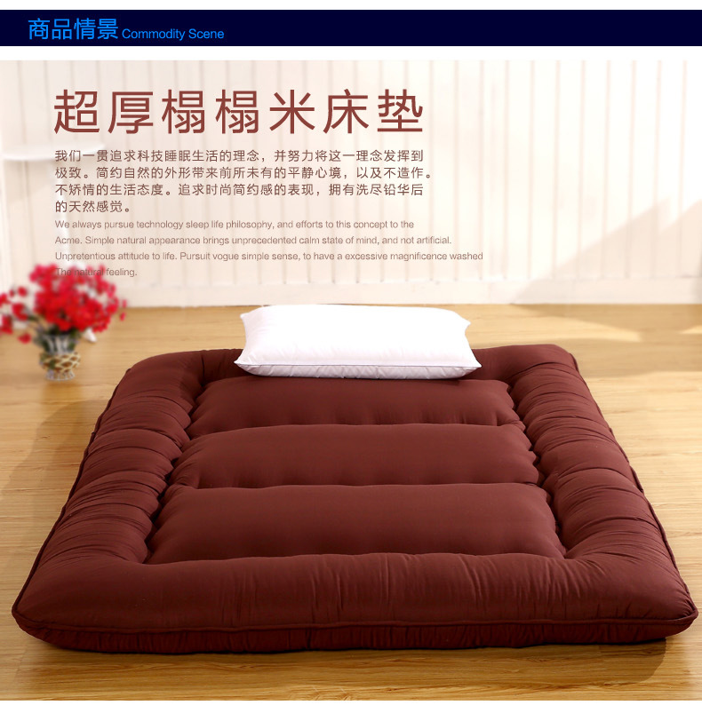 日式抗菌防螨榻榻米床垫子单双人折叠超厚床褥地铺四季 一件代发