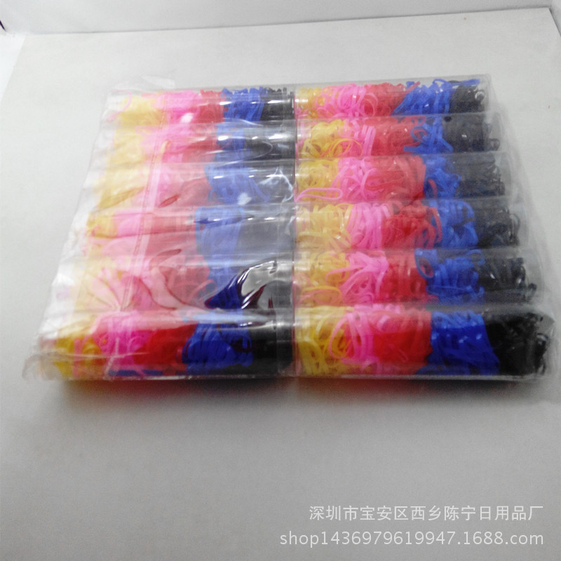 Desechable no fácil de romper banda de goma de los niños de alta elástica tubo banda de pelo Medio barril todo-Partido cuerda de pelo seco en la acción al por mayor