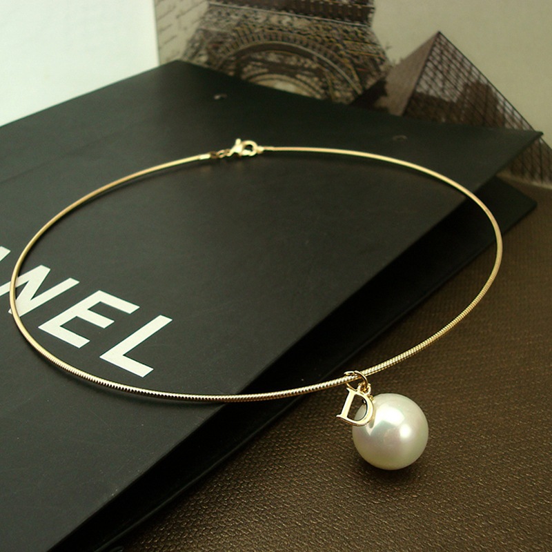 European and American fashion collar Pearl zircon pendant temperament short clavicle chain necklace women's accessories custom wholesale