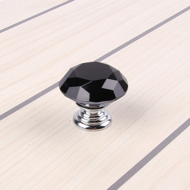 Manufactor Direct selling black Crystal Diamond handle Kirsite handle European style wardrobe drawer Door handle 30mm