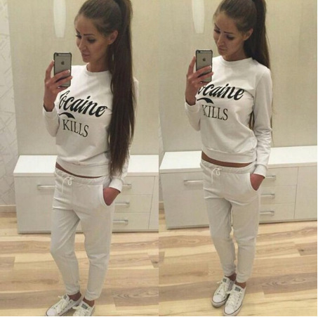 Sportswear Alphabet Printed Long-sleeved Sportswear Suit Two-piece 