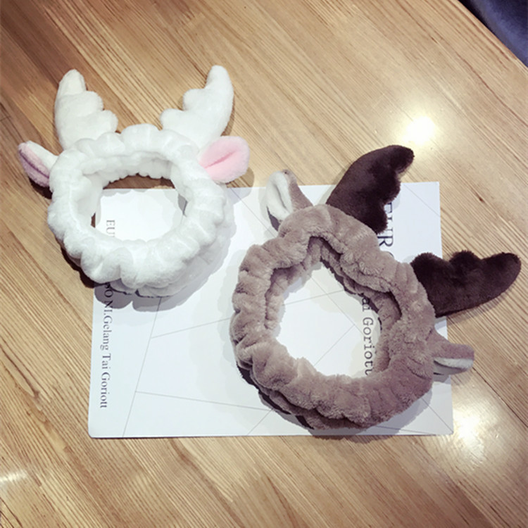 Accesorios para el cabello coreano lavado facial banda para el cabello banda de maquillaje femenino diadema máscara banda para el cabello franela Linda cornamenta venta Linda diadema