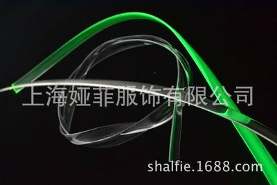 厂家定做10mm高透明pu导光条，pu透明绳子，透明水晶弹力带线