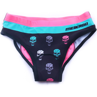 跨境貿易女款騎行內褲 歐美骷髅公路車矽膠褲墊 功能性單車內褲