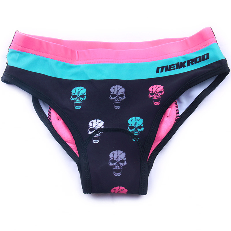 跨境貿易女款騎行內褲 歐美骷髅公路車矽膠褲墊 功能性單車內褲