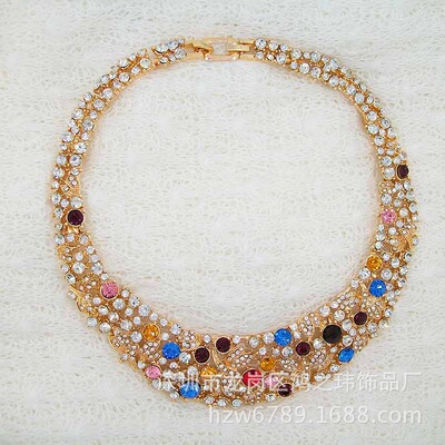 厂家直销欧美外贸新娘婚礼首饰套装18K镀金4件套项链耳环手镯戒指