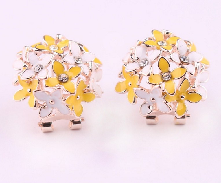 1 Pair Sweet Flower Enamel Plating Alloy Earrings display picture 2