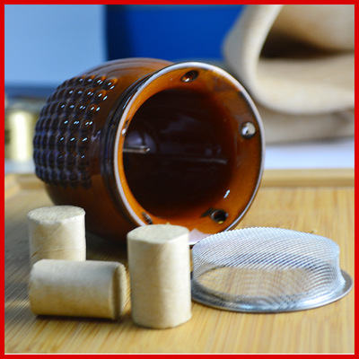 艾灸杯双层艾灸罐 陶瓷艾灸刮痧罐 家用随身温灸杯悬灸仪魔灸罐