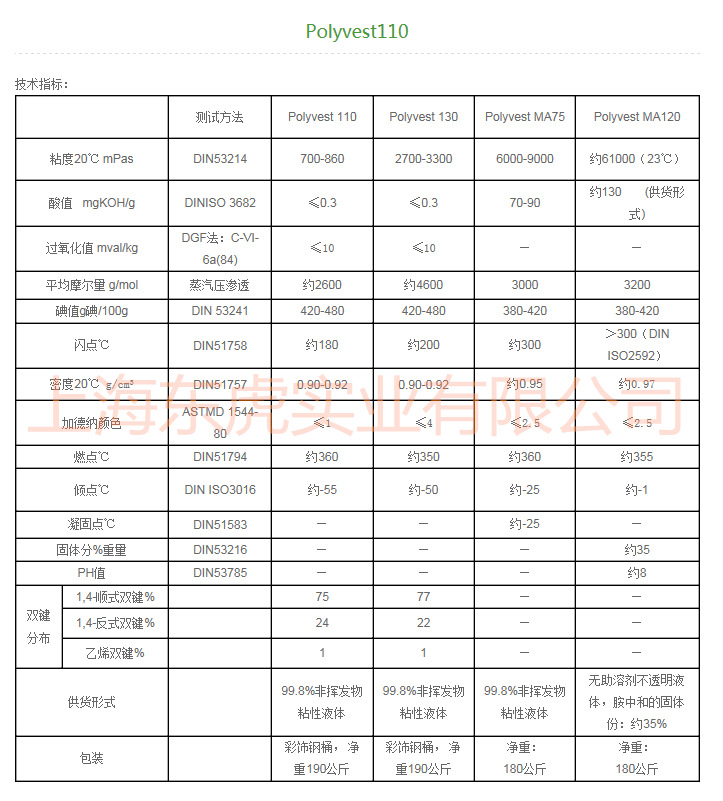 端羟基液体聚丁二烯 POLYVEST HT EVONIK（原德固赛-盖德化工网