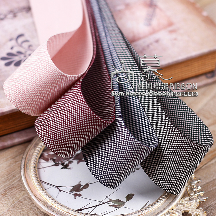 Korean Imported Two-Color Jumper Cotton and Linen Belt Hair Accessories DIY Material Clothing Accessories Thickeneded Jumper White Dot Linen Webbing