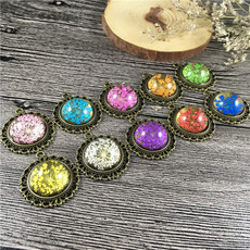 手工时光宝石干花复古项链 满天星植物标本玻璃古青铜仿古毛衣链