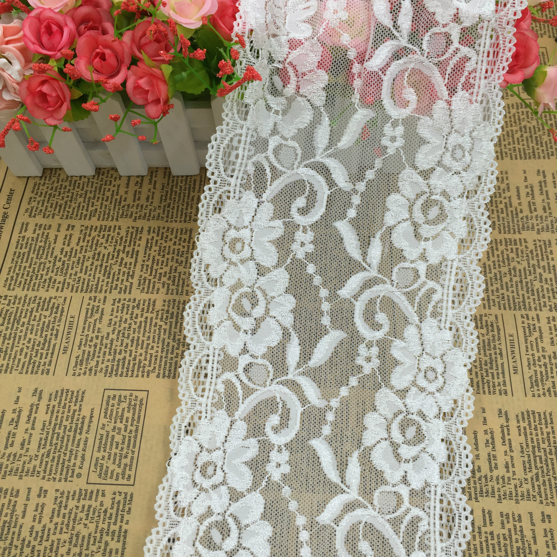 新款弹力花边蕾丝花边 内衣婚纱辅料 电脑贾卡宽花边