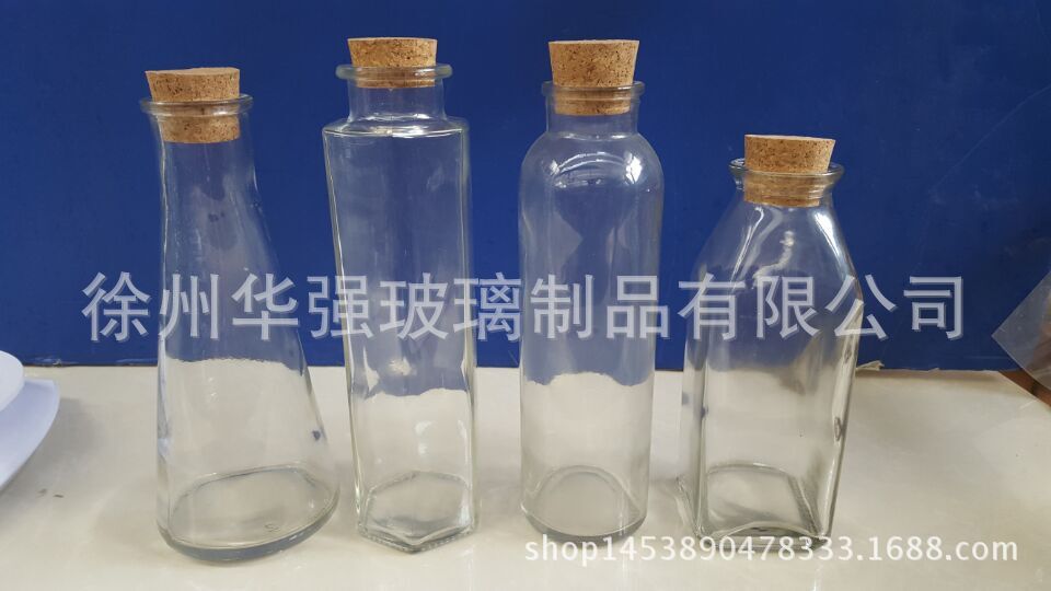 厂家直销冷泡茶玻璃瓶 饮料瓶泡茶瓶350ml木塞玻璃瓶 花茶瓶 圆形