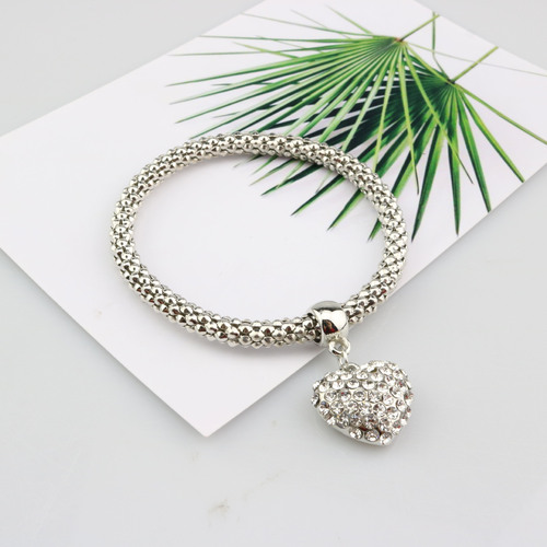 Korean fashion new love diamond elastic corn chain three-color bracelet set bracelet