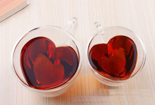 耐热玻璃杯厂家 带把心形双层杯 爱心咖啡杯创意礼品玻璃杯水杯子