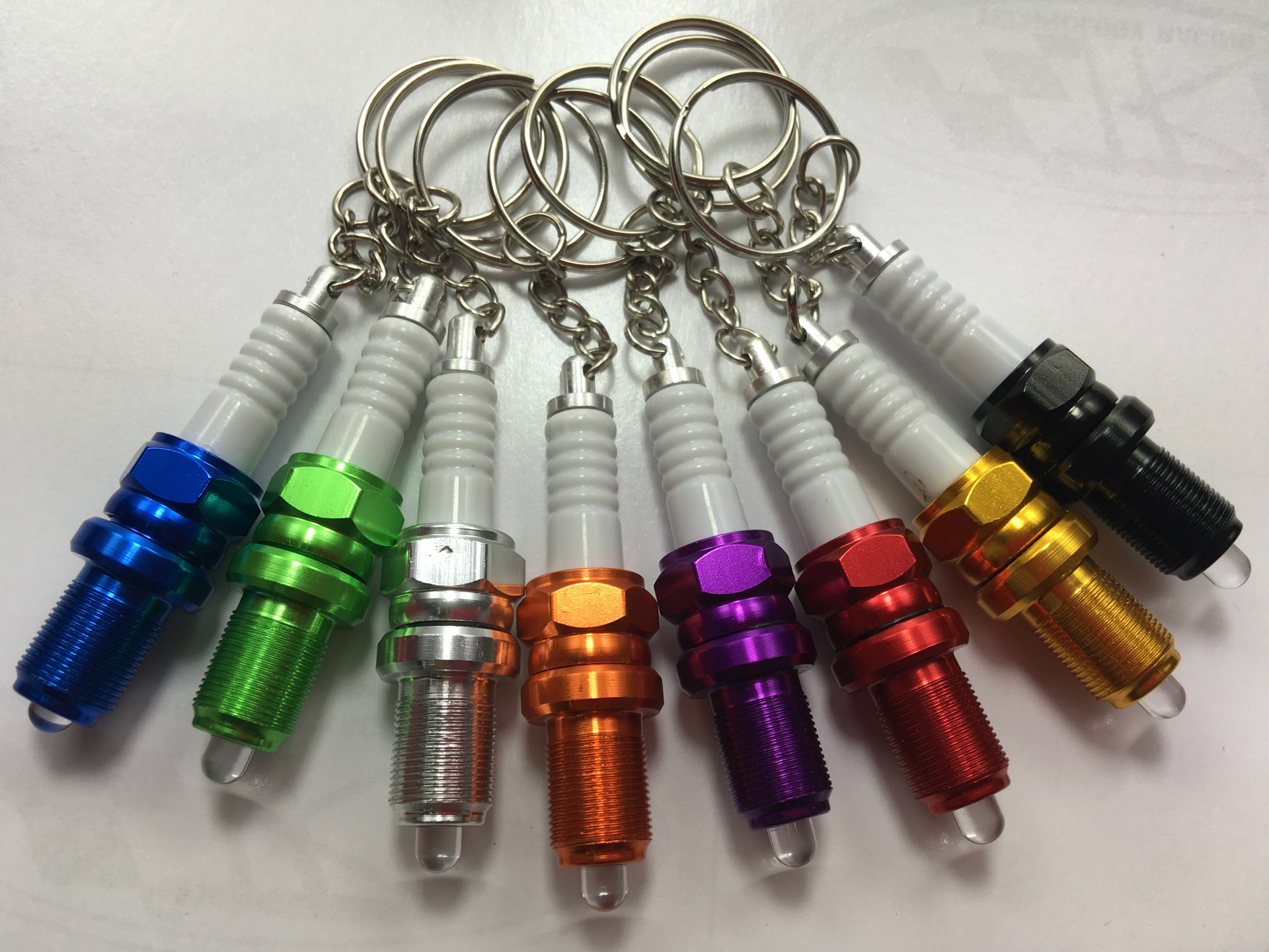 LED Key Chain Spark Plug Turbo Keychains Adapted Key Chain Brake Disc
