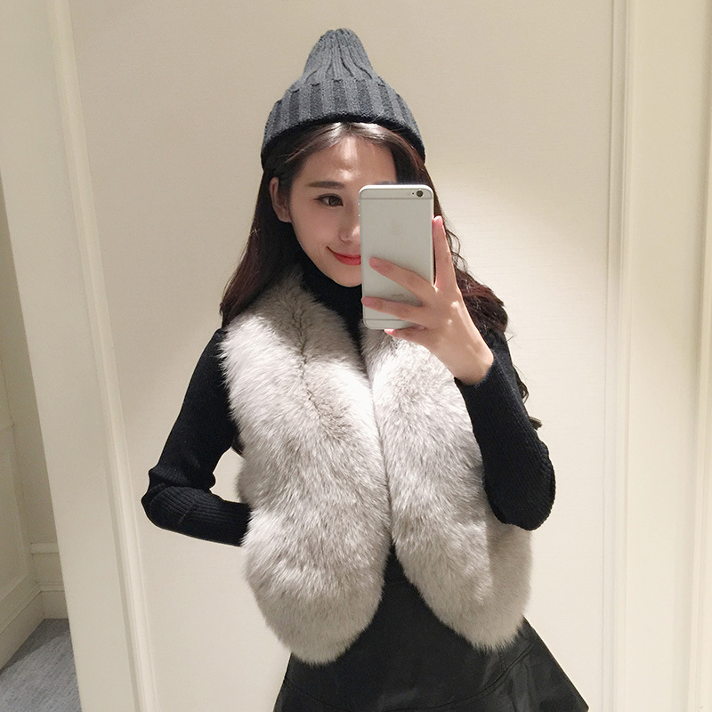 European and American autumn and winter fur vest coat women's AliExpress hot selling fur vest imitation fox fur vest