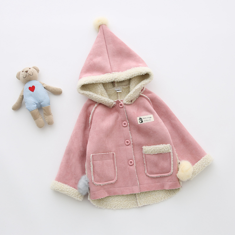 韩版童装儿童鹿皮绒外套冬季加绒宝宝羊羔毛外套女童棉衣一件代发|ms
