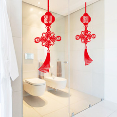 新款SK6017DS新年中國結春節元旦櫥窗玻璃窗門新年牆貼PVC可移除