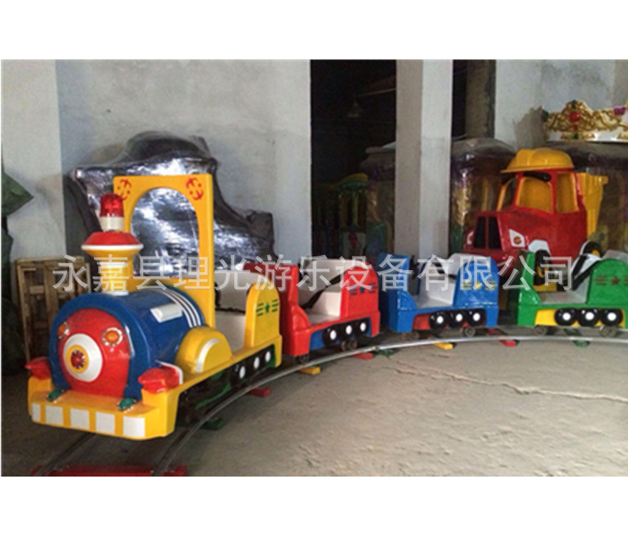 Electric train railed for amusement parks